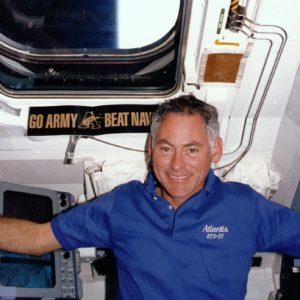 Mike in the cockpit of Atlantis on STS-27