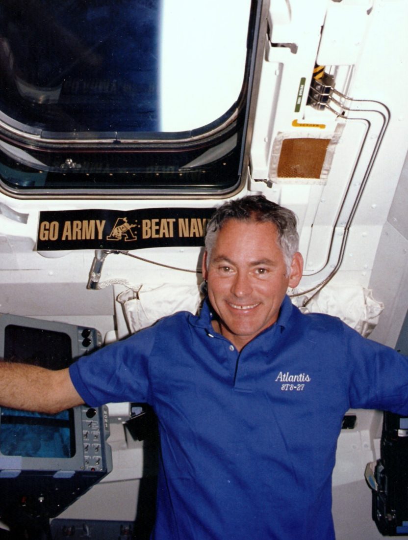 Mike in the cockpit of Atlantis on STS-27